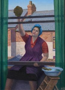 TURNER John 1916-2006,Woman Cleaning Windows,1985,Morgan O'Driscoll IE 2023-05-22