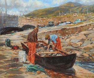 TURNER Patricia,FISHERMEN AT DOOAGH, COUNTY MAYO,Ross's Auctioneers and values IE 2017-02-01
