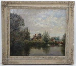 TURNER W.,River scene with punt and bridge, Bears oil painti,19th century,Dickins GB 2019-02-04