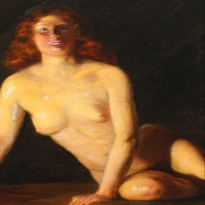 TUXEN Laurits 1853-1927,A young female nude in lamp light,1883,Bruun Rasmussen DK 2015-09-07