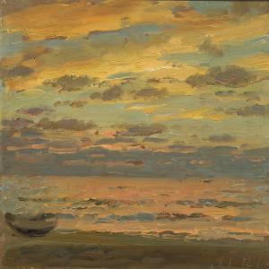 TUXEN Laurits 1853-1927,Coastal scenery with a boat,1923,Bruun Rasmussen DK 2014-09-29