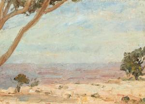 TUXEN Laurits 1853-1927,Desert scenery with a tree in the foreground,Bruun Rasmussen DK 2024-04-01