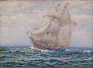 TYLER James Gale 1855-1931,Amerikaans schip op zee,1921,Venduehuis NL 2024-02-28