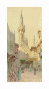 TYNDALE Walter Frederick Roofe 1855-1943,A bustling street in Cairo with a Minaret beyon,Christie's 2017-07-13