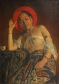 UBAGHS Jean 1852-1937,Jeune indonésienne au chapeau rouge,Brussels Art Auction BE 2019-10-08