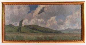 UBBELOHDE Otto 1867-1922,Landschaft mit Reiher,Von Zengen DE 2020-03-13