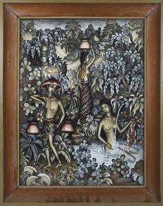 UBUD W.J.Moriana,Figura femminile nuda al bagno e altre figure nel ,Bertolami Fine Arts 2020-07-11