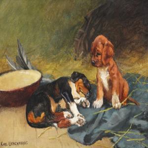 UCHERMANN Karl 1855-1940,Two small puppiesm.,Bruun Rasmussen DK 2016-05-31
