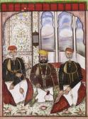 UDAIPUR,Three elderly noblemen seated in a balcony alcove,1870,Bonhams GB 2015-06-09