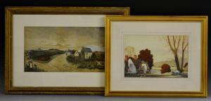 UDEN Ernest Boye,A Suffolk Landscape with cottages,Bamfords Auctioneers and Valuers 2017-03-15