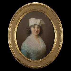 UGOLINI GIUSEPPE 1826-1897,Ritratto di dama in veste azzurra e cuffia bian,Il Ponte Casa D'aste Srl 2019-10-22