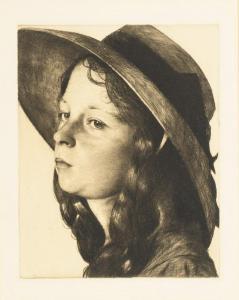 UHL Joseph 1877-1945,Porträt eines Mädchens mit Hut,Wendl DE 2023-10-25
