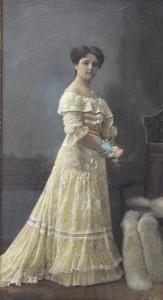 UHLIG Johannes 1869,Elegante Dame mit Blumenstrauß.,Reiner Dannenberg DE 2011-03-25