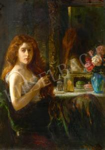 UJVARY Ignac 1860-1927,Girl in front of a Mirror,1918,Kieselbach HU 2022-10-14