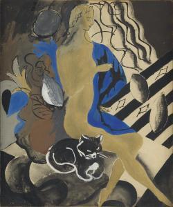 ULRICH BUK,Woman and Cat,1927,Swann Galleries US 2019-06-13