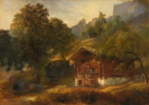 ULRICH Johann Jakob 1798-1877,Gebirgslandschaft mit Chalet,Beurret Bailly Widmer Auctions 2022-04-08