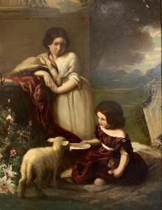 UNDERHILL William 1848-1870,Children with a Lamb,1847,Duggleby Stephenson (of York) UK 2021-12-09