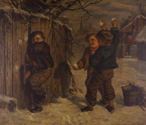 UNDERHILL William 1848-1870,The Snowball Fight,Bellmans Fine Art Auctioneers GB 2022-10-11