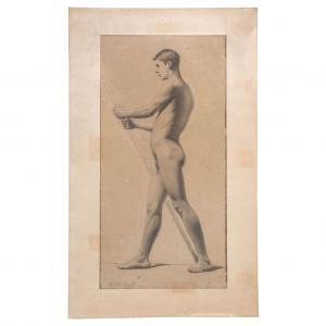 UNZUETA ADRIAN 1865,PAR DE DESNUDOS MASCULINOS,Morton Subastas MX 2020-02-26