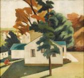 UPHAM Elsie Dorey 1907-1991,Landscape with White House and Tree,1935,Heritage US 2007-11-01