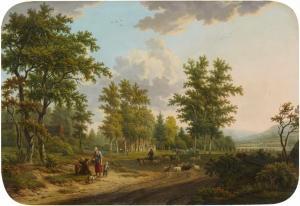 UPPINK Willem 1767-1849,Landschaft mit Bauernhäusern, Hirten und einem Pfe,1835,Lempertz 2019-03-20