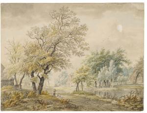 UPPINK Willem 1767-1849,WOODED LANDSCAPE WITH COTTAGES NEAR A POND, AFTER ,Sotheby's GB 2019-01-30