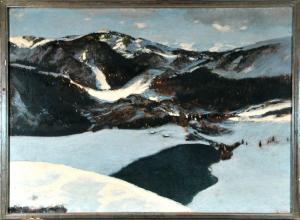 URBAN Hermann 1866-1946,Alpine Winterlandschaft mit Blick auf einen See,1906,Allgauer DE 2017-01-12