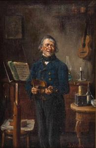 URBAN Joseph 1872-1933,Geigenspieler in Interieur mit Notenständer,Zeller DE 2019-04-03
