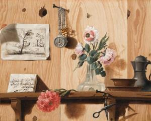 URBANI Andrea 1711-1798,A trompe l'œil with flowers, a drawing, scissors, ,Sotheby's GB 2020-04-08
