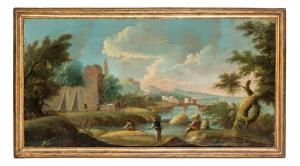 URBANI Andrea 1711-1798,Paesaggio fluviale con rovine e figure,Wannenes Art Auctions IT 2016-03-03