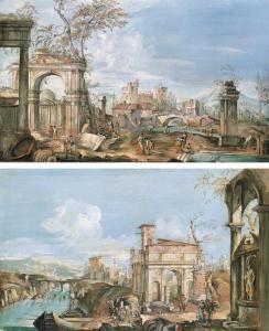 URBANI Andrea 1711-1798,Un caprice architectural avec des promeneurs dans ,Christie's GB 2009-06-23
