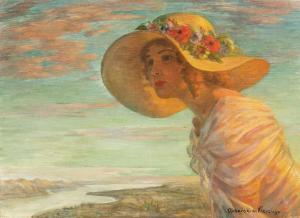 URBANSKI NIECZUJA Franciszek 1800-1900,Pălăria cu flori,Artmark RO 2015-09-30