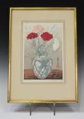 URUSHIBARA Yoshijiro Mokuchu 1888-1953,carnations in a Chinese blue and white ginge,Tooveys Auction 2019-08-15