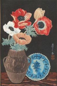 URUSHIBARA Yoshijiro Mokuchu 1888-1953,Poppies in a two handled jug,Mallams GB 2009-11-12