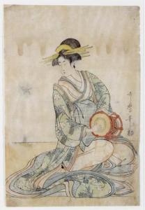 UTAMARO Kitagawa 1754-1806,Kniende Kurtisane mit Handtrommel,1790,DAWO Auktionen DE 2016-09-21
