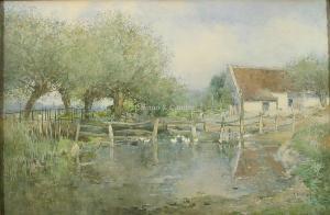 UYTTERSCHAUT Victor 1847-1917,Ferme au bord de l'étang,Campo & Campo BE 2020-12-16