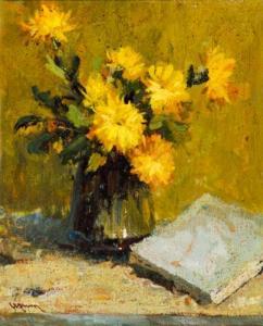 UZUN Paul 1911,Flori galbene și carte,GoldArt RO 2014-08-04