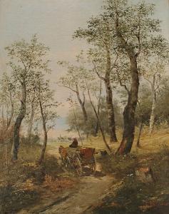 VACANO Ludwig 1873,Wooded landscape with cart on country track,Bonhams GB 2004-09-14