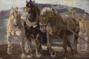 VACATKO Ludvik 1873-1956,Harnessed Horses,Palais Dorotheum AT 2019-05-25