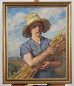VAILLANT Pierre,Paysanne au chapeau tenant un bouquet d'épis de bl,1938,Adjug'art 2017-07-25