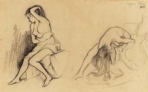 VALADON Suzanne,Deux femmes déshabillant (recto); and Une femme nu,1895,Christie's 2001-09-28