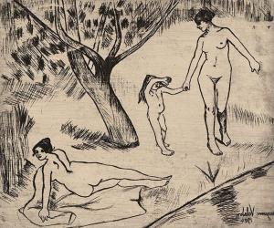 VALADON Suzanne 1865-1938,Femmes et enfant au bord de l'eau,De Maigret FR 2024-04-05