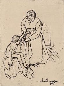VALADON Suzanne 1865-1938,Grand-mère et enfant Vernis mou sur vélin de Rives,De Maigret 2024-04-05