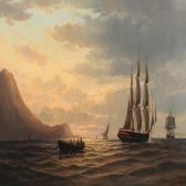 VALENTIN Emile 1800-1800,Seascape with sailing ships off Algier at Oran,Bruun Rasmussen 2016-10-31