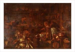 VALENTINO Giovan Domenico 1639-1715,SCENE D'INTERIEUR DE CUISINE AVEC DES PIECES ,Anaf Arts Auction 2006-04-11