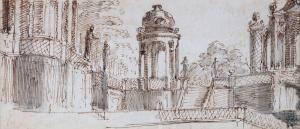 VALERIANI Giuseppe 1690-1761,Vue d'un parc avec ses pavillons.,Ferri FR 2018-11-30