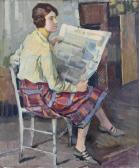 VALETTE Adolphe Pierre 1876-1942,Seated girl reading a newspaper,Peter Wilson GB 2022-12-08