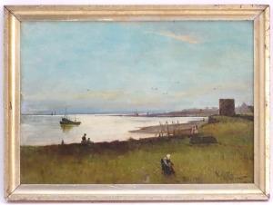 VALLANCE William Fleming,Drying the Nets, A coastal scene figures fishing a,Dickins 2020-02-03