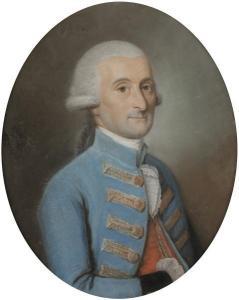 VALLIERE 1773-1792,Portrait d\’homme en habit bleu à galons dorés,1790,Ader FR 2017-11-24