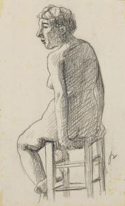 VALLOTTON Felix 1865-1925,Seated female nude from the back,Galerie Koller CH 2016-06-24